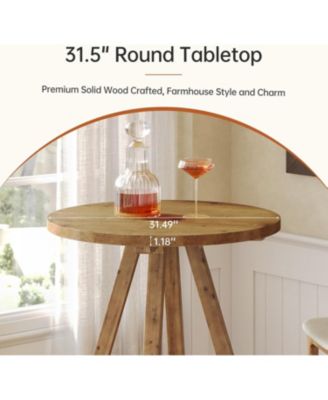 Solid Wood 31.5" Round Dining Table for 2, Small Counter Height Kitchen Table for Living Room, Dining Room