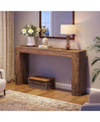 Solid Wood Console Table, 63-Inch Farmhouse Entryway Sofa Table Behind Couch for Living Room Hallway, Foyer