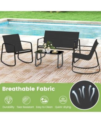 4 PCS Patio Furniture Set Outdoor Rocker Chair Conversation Set