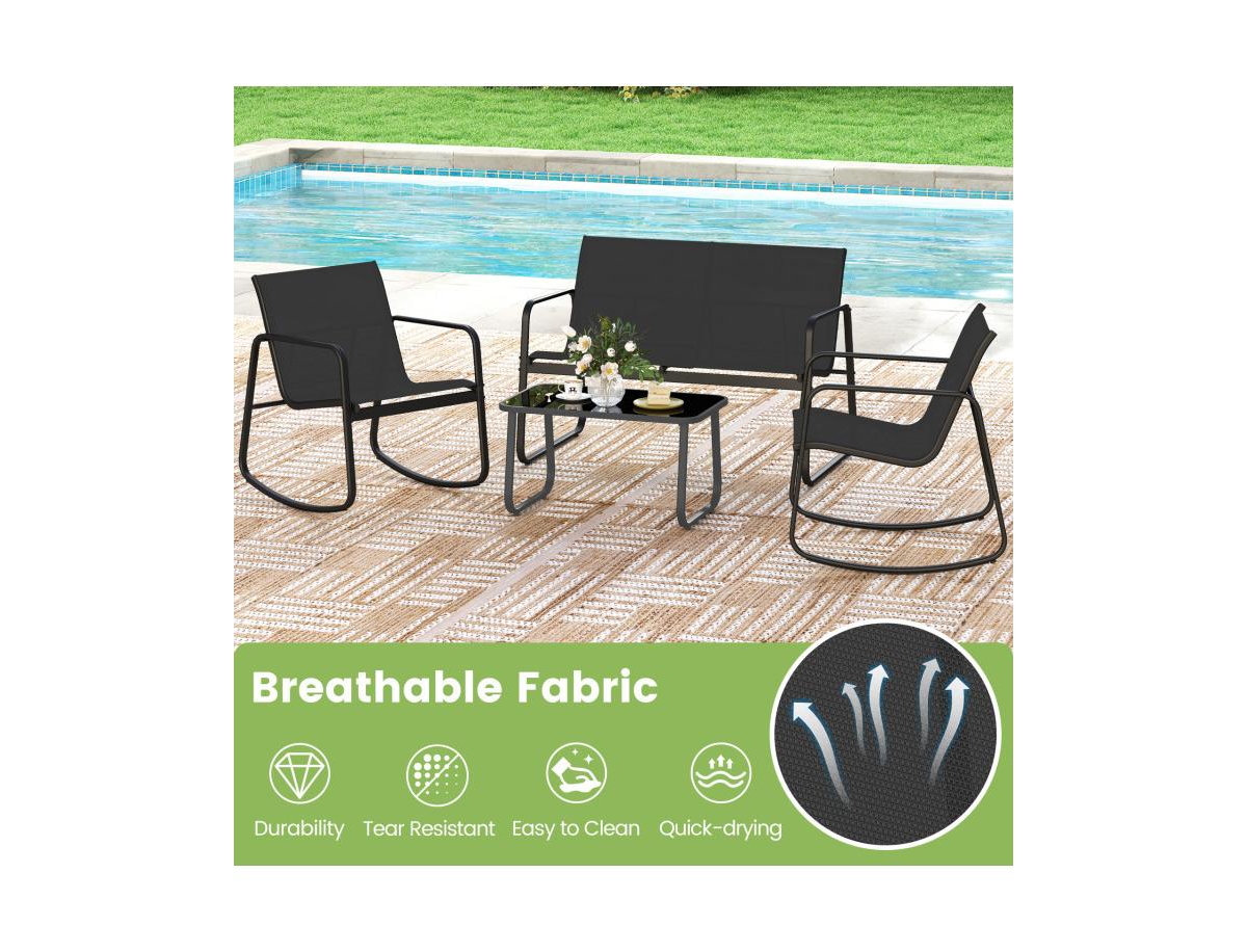 Slickblue 4 Pcs Patio Furniture Set Outdoor Rocker Chair Conversation Set