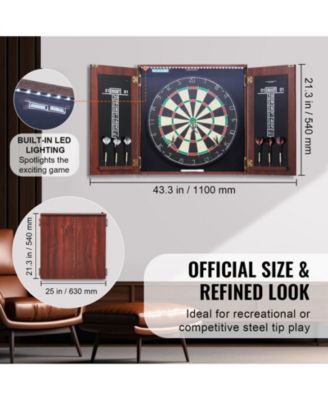 Dartboard and Cabinet Set with LED Light Official Size Game Bundle
