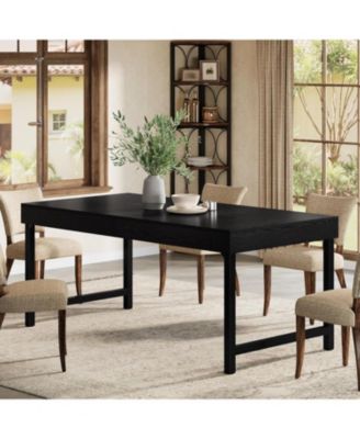 Farmhouse Dining Table for 4-6 People, 55 Inches Industrial Rectangular Kitchen Dinner Table