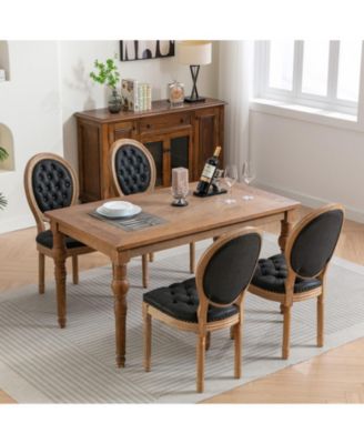 Antique French Style Wood Frame Dining Chairs Set