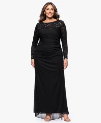 Plus Size Long-Sleeve Lace Back Sheath Dress