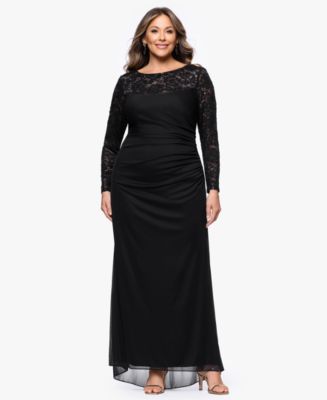 Dazy Plus ドレス ブラック 3XL バッグ♡パンプス♡ヘアピン♡ピアス B&A By Betsy and Adam Plus Size Long-Sleeve Lace Back Sheath Dress
