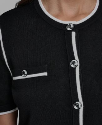 Petite Short-Sleeve Tipped Sweater