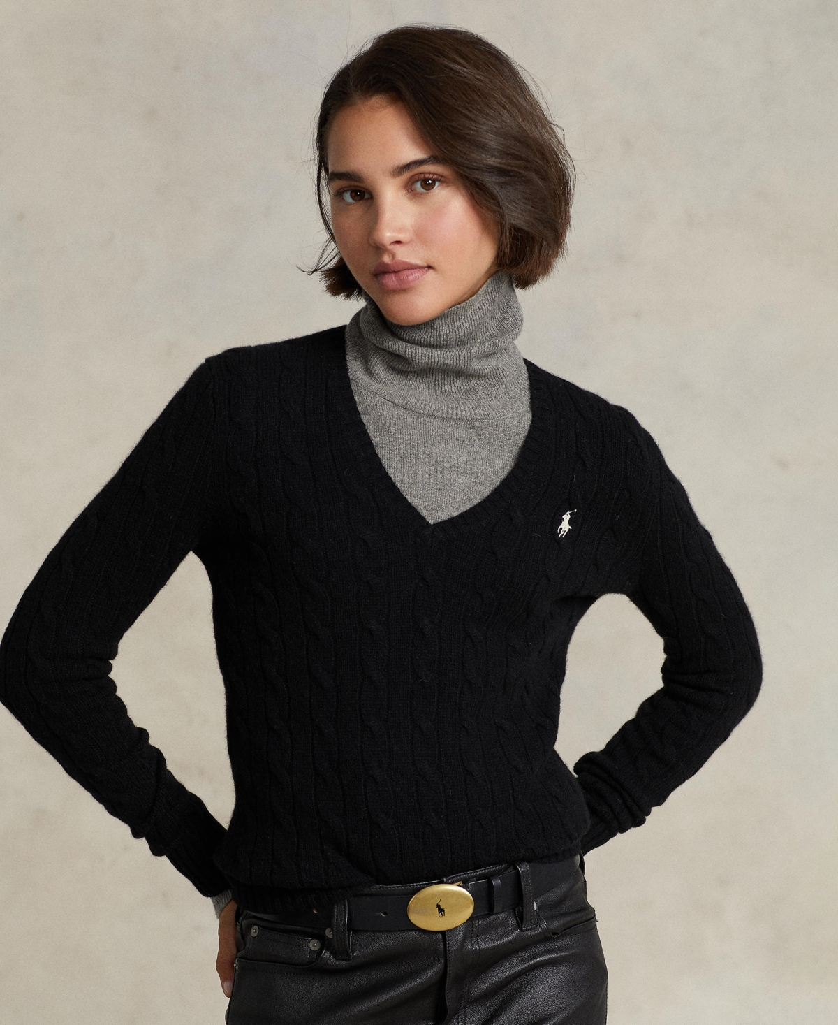 Polo Ralph Lauren Women's Cable-Knit Slim-Fit Sweater - Polo Black