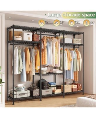 Heavy Duty Clothes Rack Load 800 LBS, Adjustable Clothing Racks for Hanging Clothes, Clothing Rack with Shelves for Bedroom,Basement