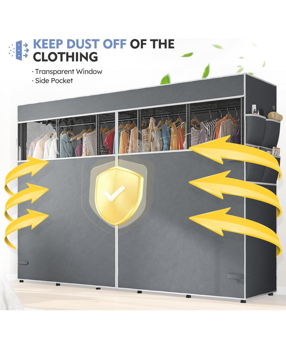 Raybee 90.6" W Clothes Rack with Cover Heavy Duty Clothing Racks for Hanging Clothes Extra Wide Portable Closet Loads 1200LBS Garment Rack