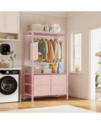 Clothes Rack, Clothing Rack for Hanging Clothes with 4 Drawers Load 420LBS Heavy Duty Garment Rack with Drawers