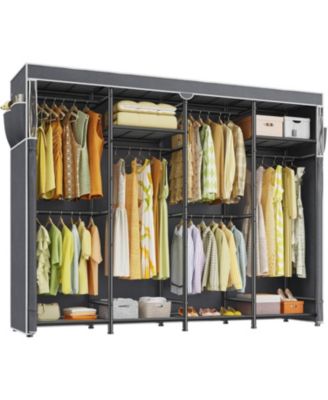 Clothes Rack with Cover Heavy Duty Clothing Racks for Hanging Clothes Adjustable Metal Portable Closet for Bedroom