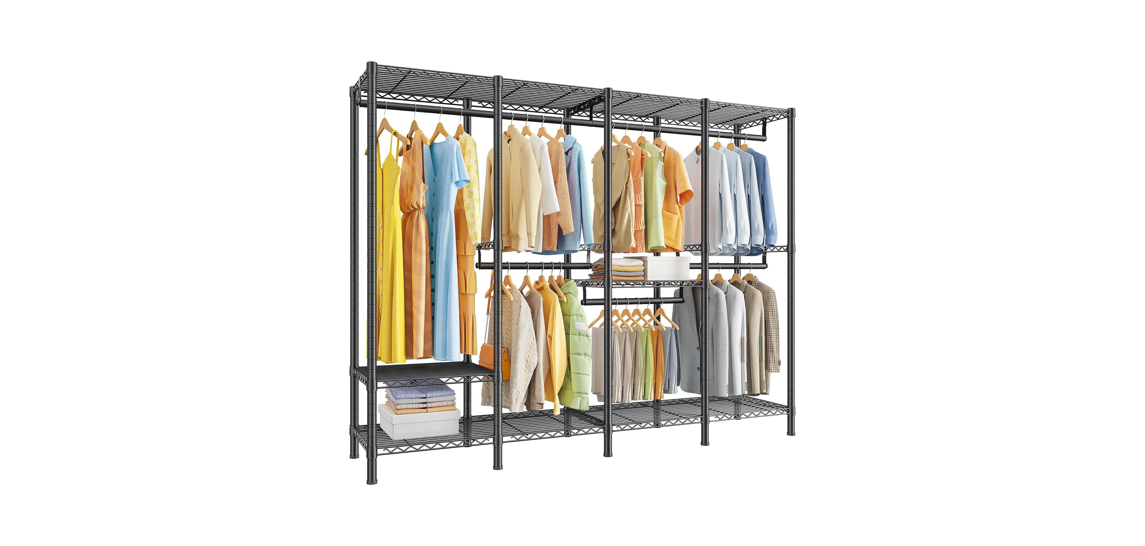 Raybee Clothes Rack Heavy Duty 1100 Lbs Capacity Clothing Racks for Hanging Clothes Adjustable Garment Rack