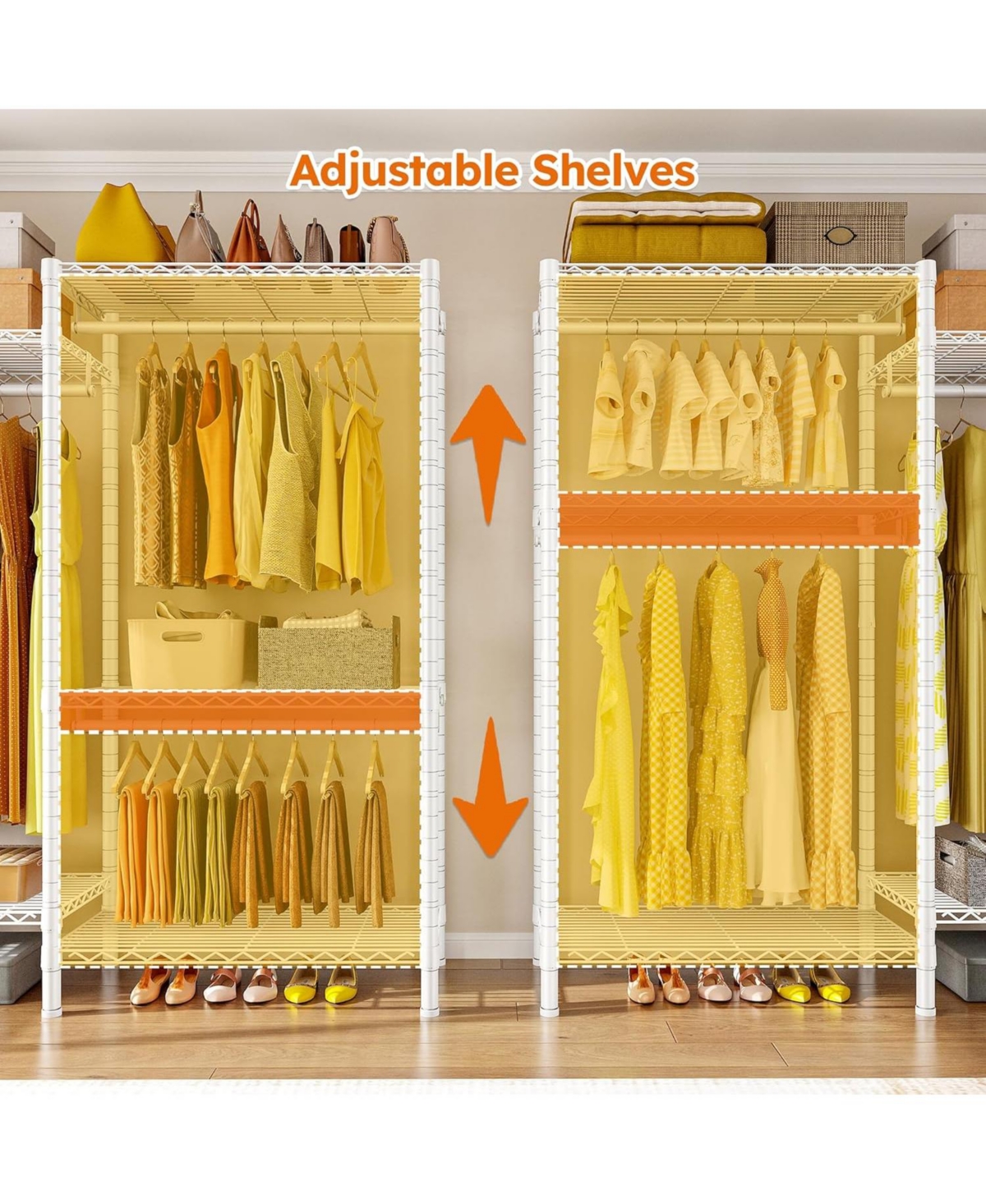 Raybee Clothes Rack,Clothing Racks for Hanging Clothes Heavy Duty,Adjustable Garment Rack with Shelves,rolling clothes rack Max Load