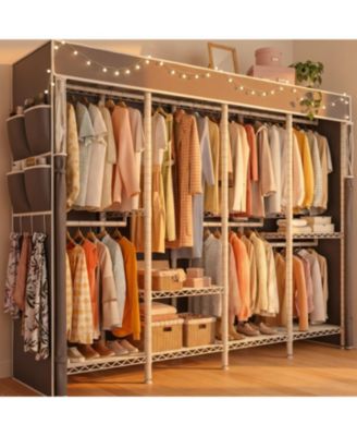 Clothes Rack with Cover,1100 LBS,Clothing Racks for Hanging Clothes Heavy Duty,Portable Closet with Shelves,Adjustable