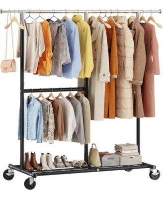 Clothes Rack Heavy Duty, Clothing Racks for Hanging Clothes 200+, Metal Clothing Rack with Wheels, Rolling Commercial Garment Rack Portable