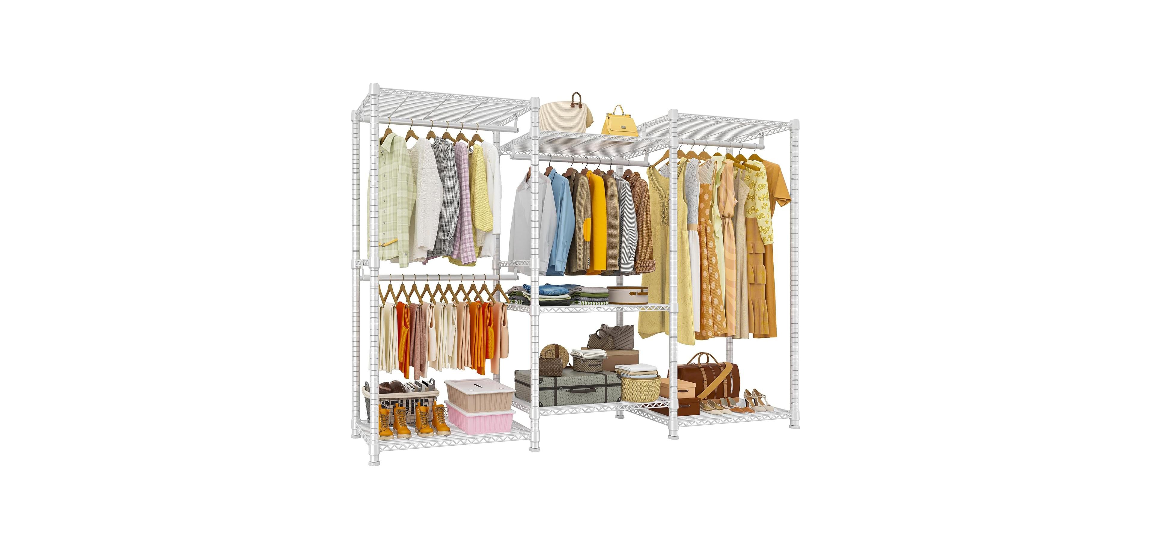 Raybee Heavy Duty Clothes Rack Load 900Lbs, Clothing Rack for Hanging Clothes for Bedroom