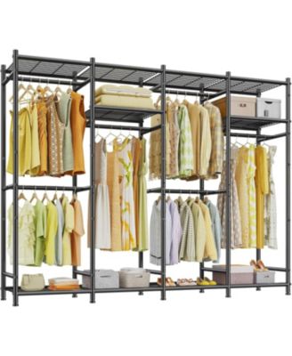 Portable Closet,Clothes Rack with 6 Hang Rods & 10 Shelves,Clothing Racks for Hanging Clothes,Metal Garment Rack for Bedroom,Large Capacity