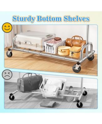 Heavy Duty Clothes Rack Load 480LBS,Clothing Racks for Hanging Clothes,Adjustable Rolling Clothes Rack with Wheels,Garment Rack for Bedroom