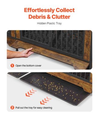 75" Extra-Large Double Dog Crate Furniture with Divider, Brown