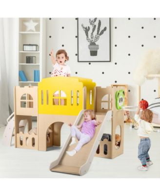 7 in 1 Toddler Slide and Climber Set with Basketball Hoop