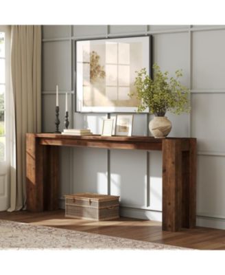 Solid Wood Console Table for Entryway, 70.9-Inch Extra Long Farmhouse Sofa Table Behind Couch