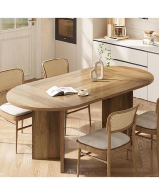 63" Oval Farmhouse Dining Table for 4-6, MDF Kitchen Table