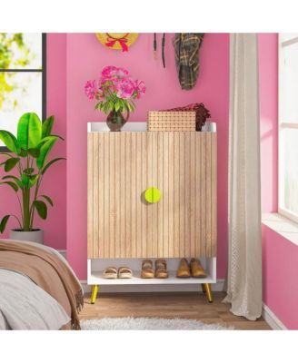 Shoe Organizer Cabinet with Doors and Shelf