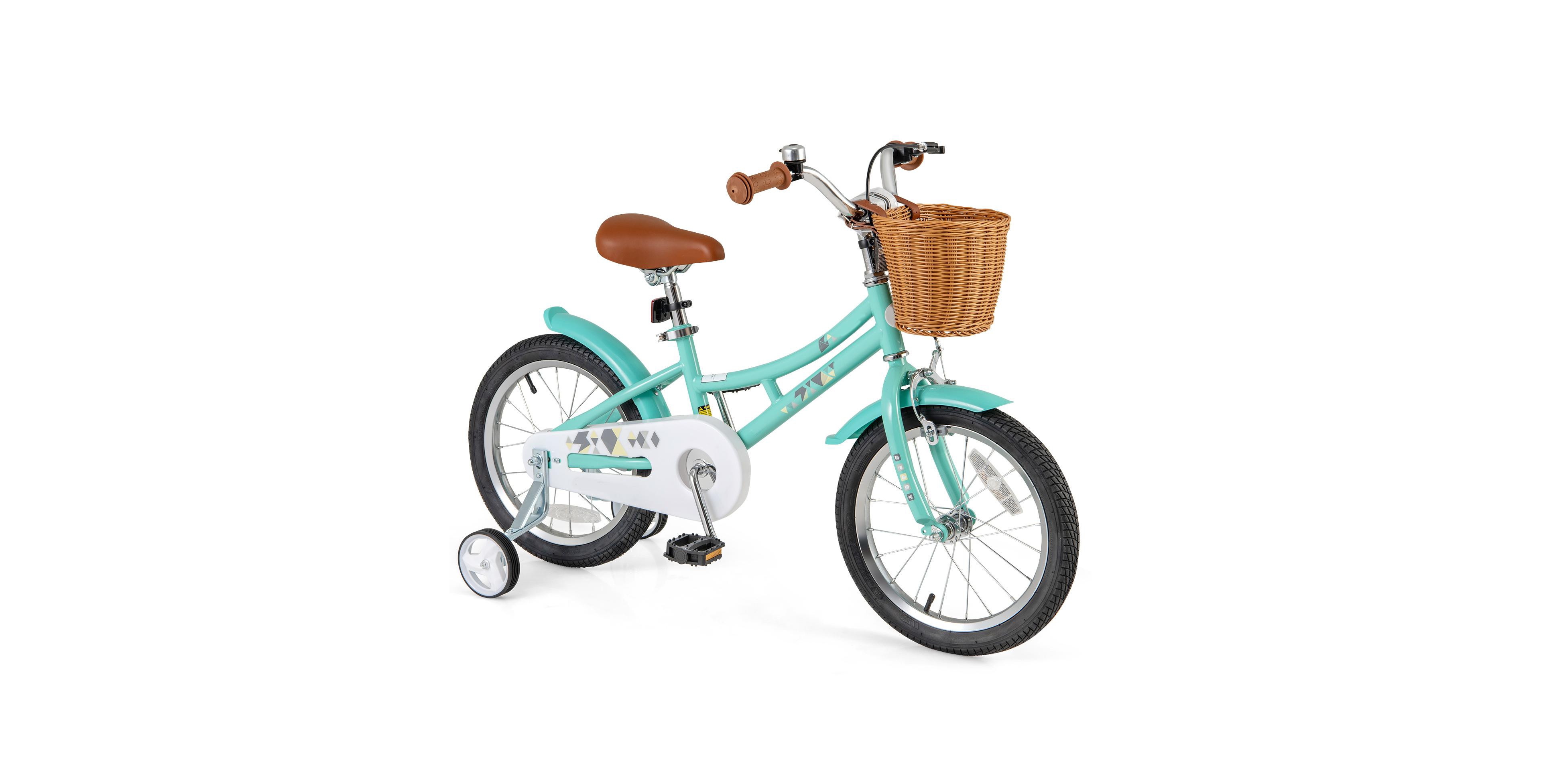 Sugift 16 Inch Kids Bike Bicycle with Training Wheels and 2 Brake System Ages 4-7 Years Old