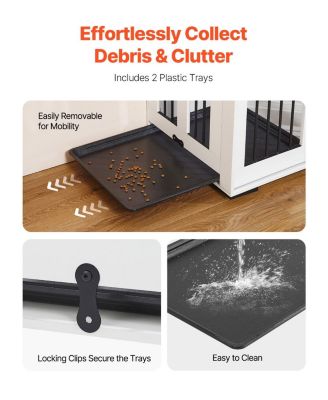 72" Double Dog Crate Furniture with Sliding Doors, White