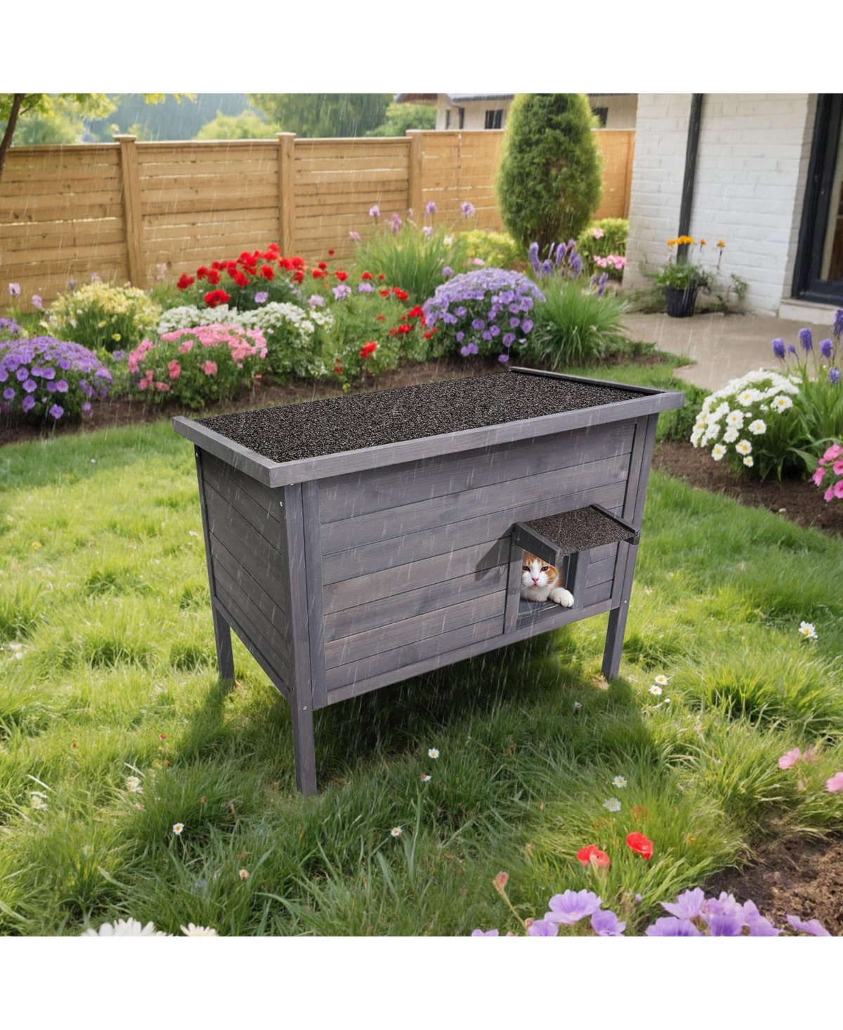 Cozito 34" Heated & Insulated Wooden Outdoor Cat House