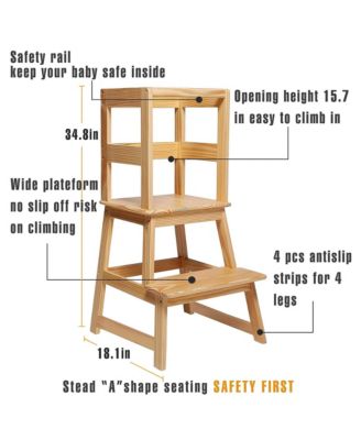 Kids Kitchen Step Stool Holds up to 150 Pounds with Safety Rail
