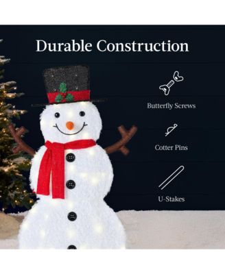 2D Lighted Snowman Family Set Outdoor Yard Decor w/ LED Lights