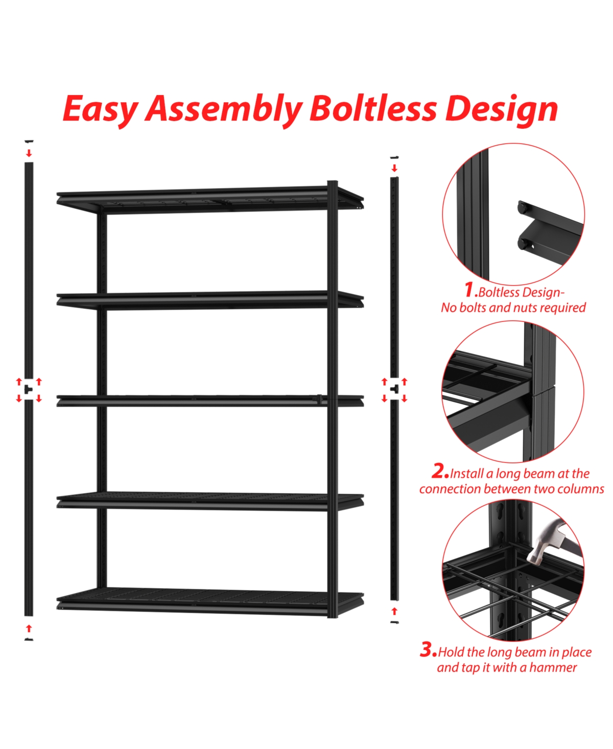 Lovmor in W x 72 in H x 24 in D Adjustable Heavy Duty Concealed Column Metal Shelving Unit