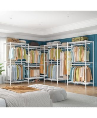 Clothing Rack for Hanging Clothes,Heavy Duty Clothes Rack with Shelves,Portable Closet,Adjustable