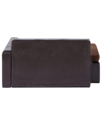 Faux Leather Pet Sofa for Medium Pets, Holds up to 110 lbs., Black