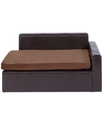 Faux Leather Pet Sofa for Medium Pets, Holds up to 110 lbs., Black