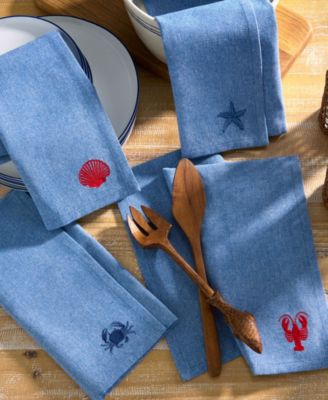 Coastal Embroidered Napkins, Set of 4