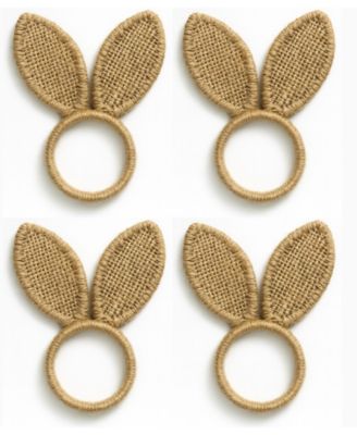 Burlap Bunny Ear Napkin Rings, Set of 4