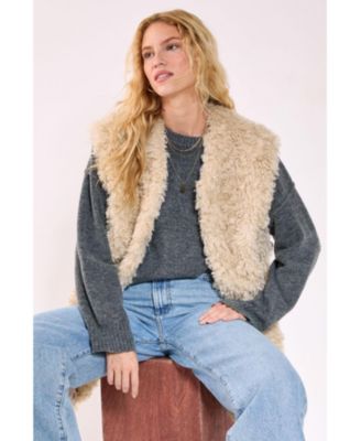 Women's Curly Faux Fur Borg Gilet