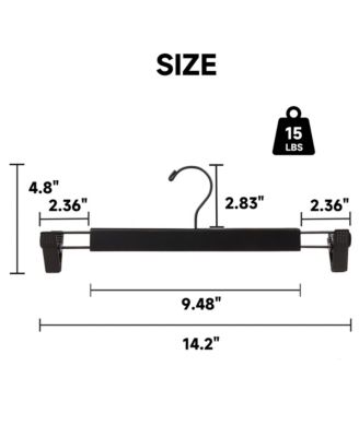 12-Pack Premium Wooden Pants Hangers with Adjustable Clip, Heavy Duty Solid Wood Skirt Bottom Hangers for Trousers, Dress Slacks, Dresses, Shorts