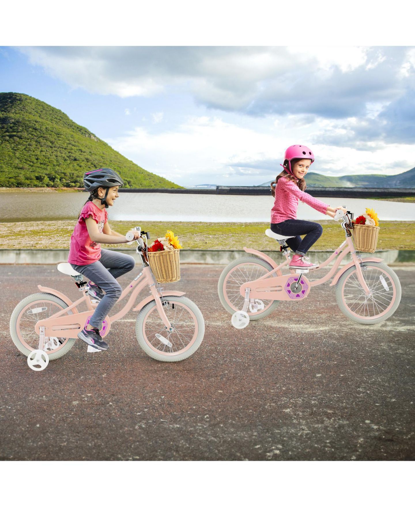 Детская игрушка SUGIFT 18-Inch Kids Bike with Adjustable Seat and Training Wheels, Ages 5-10, цвет: Розовый — фото 3