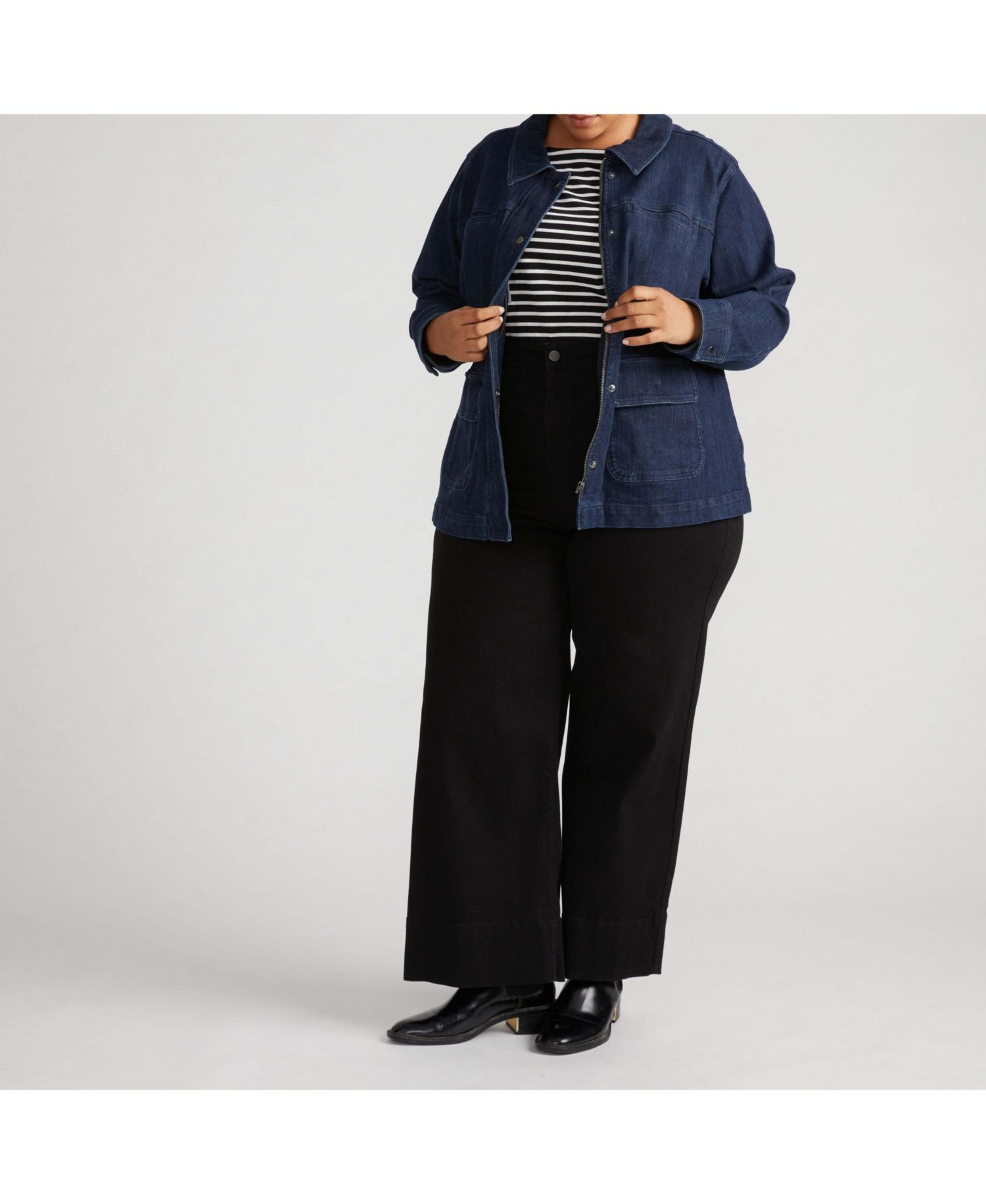 Plus Size Denim Utility Jacket