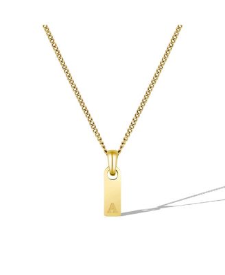Men's Initial Tag Necklace - Gold with Micro Cuban Chain