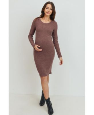 Maternity Ribbed Knit Long Sleeve Dress