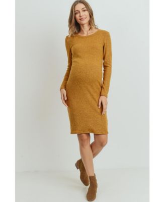 Maternity Ribbed Knit Long Sleeve Dress