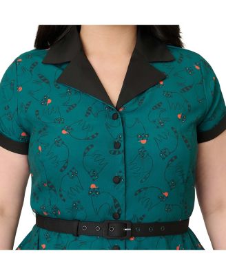 Plus Size 1950s Cotton Alexis Short Sleeve Swing Dress