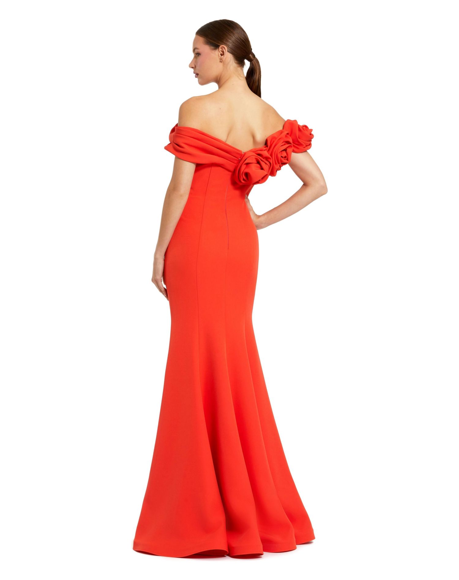 Women's 3D Floral Crepe Off The Shoulder Gown