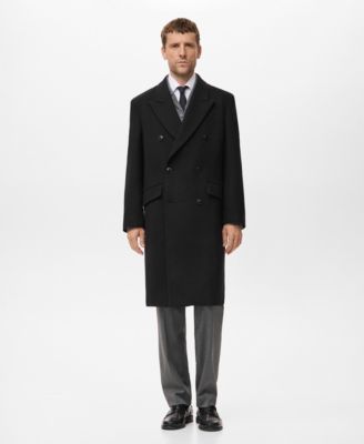 Men's Long Double-Breasted Wool Coat