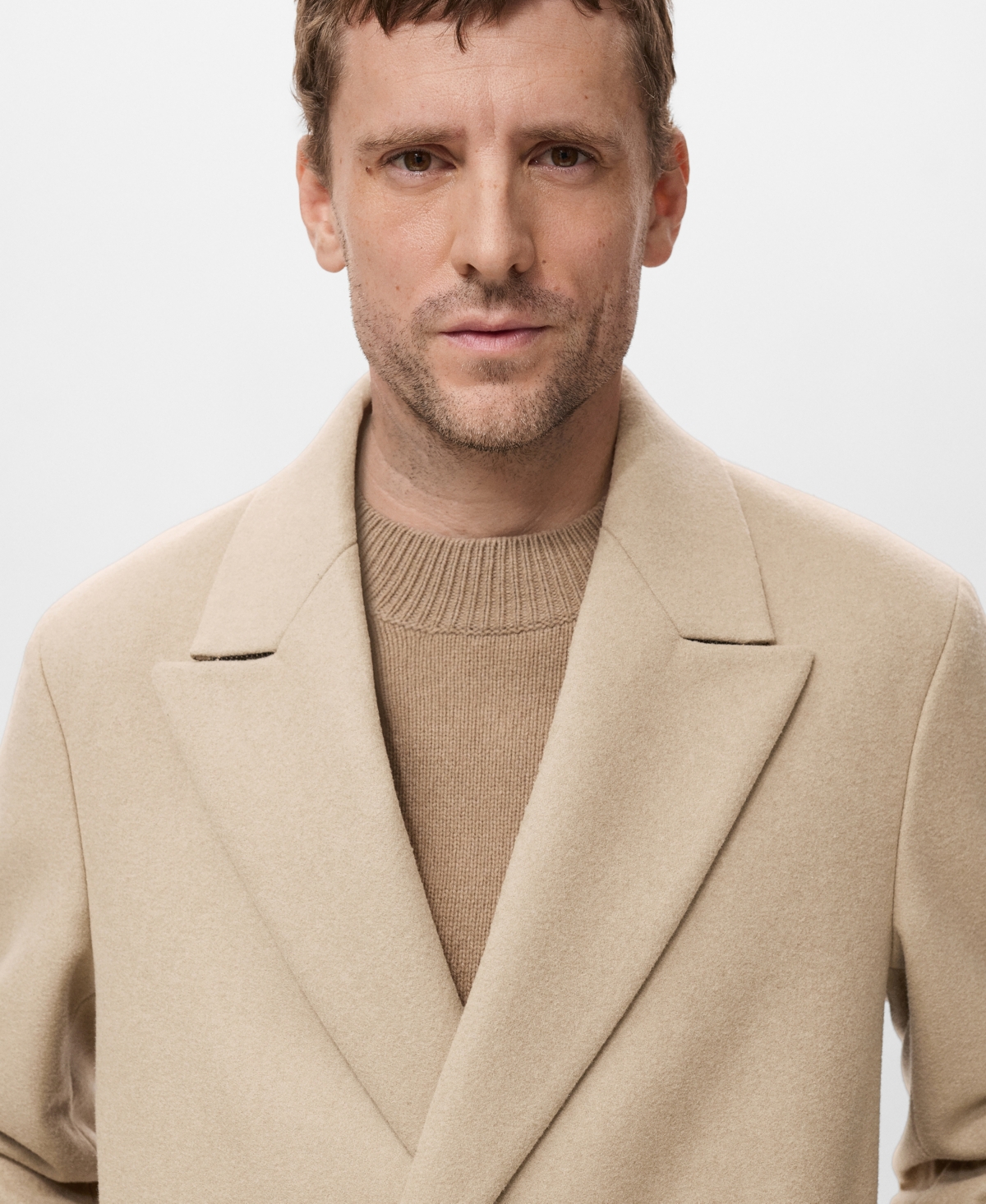 Mango Men's Long Double-Breasted Wool Coat