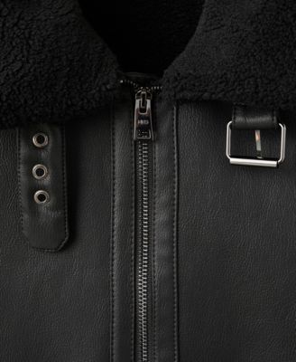 Men's Faux-Leather Fleece Jacket